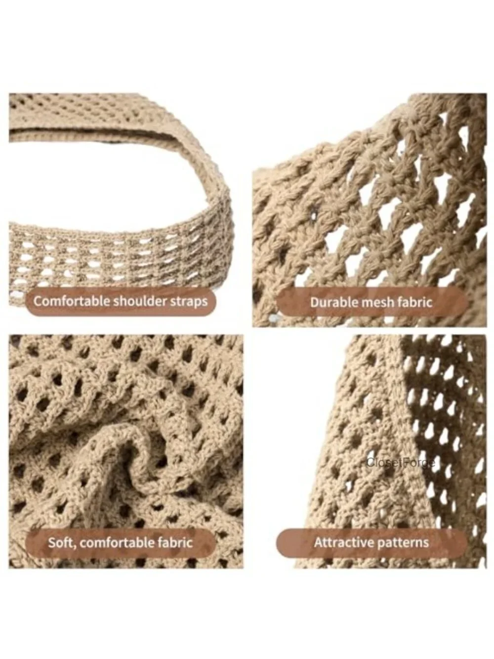 Handcrafted Crochet Beach Tote Bag with Shoulder Strap - Summer Travel &